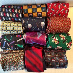 12 NECKTIES Mens Crafts Dior Brooks Disney Pfizer Excello Capucci Prestige